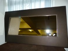 Large Brown Leatherette Framed Wall Mirror