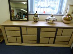 Handmade Sideboard Covered in Light Tan Leather