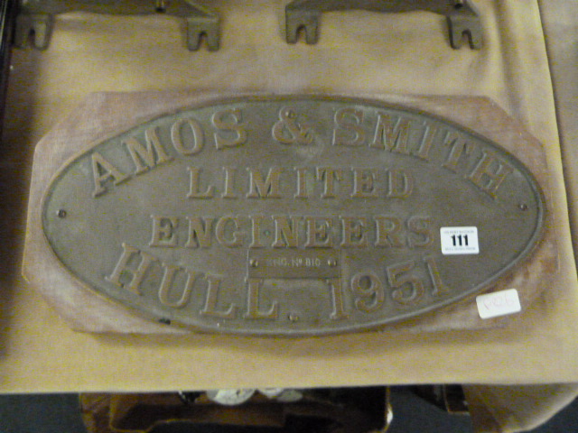 Lamos & Swift Limited Engineers of Hull Brass Plaque