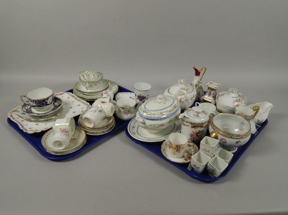 Various items of Limoges, to include sauce tureens, cups, saucers, etc. (2 trays)