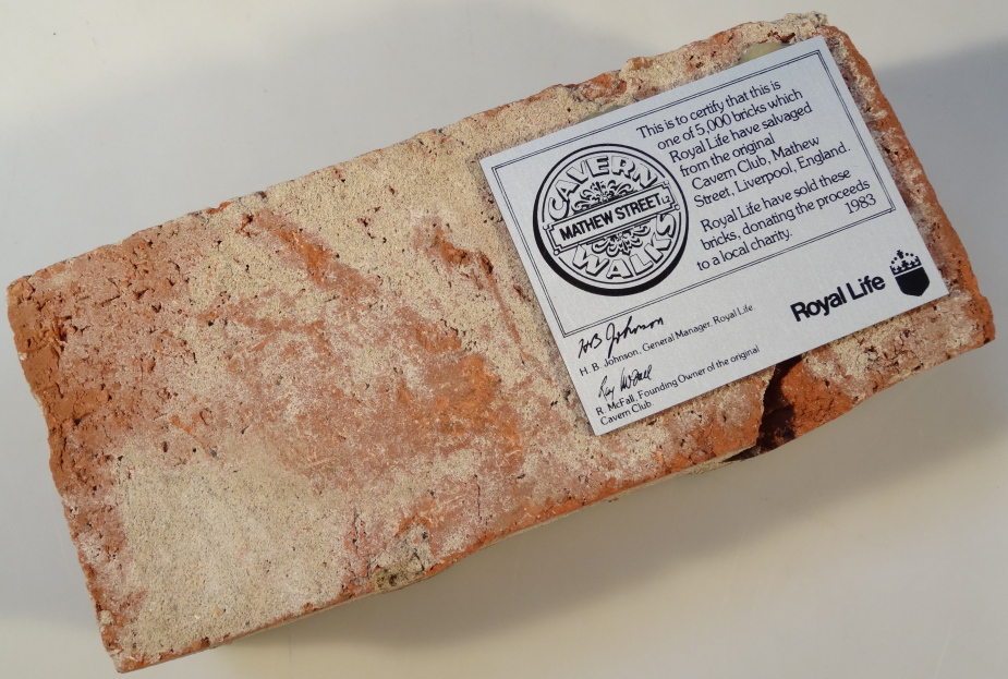 A limited edition Royal Life Cavern Club brick, from a limited number of 5000, 22cm long.
