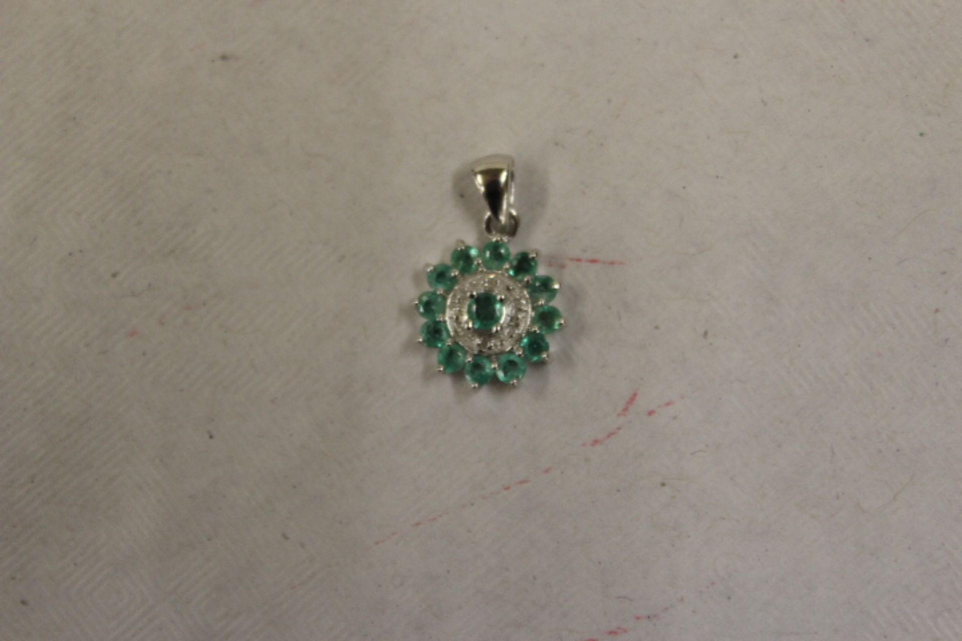 V Green Topaz & Diamond Flower Style Pendant