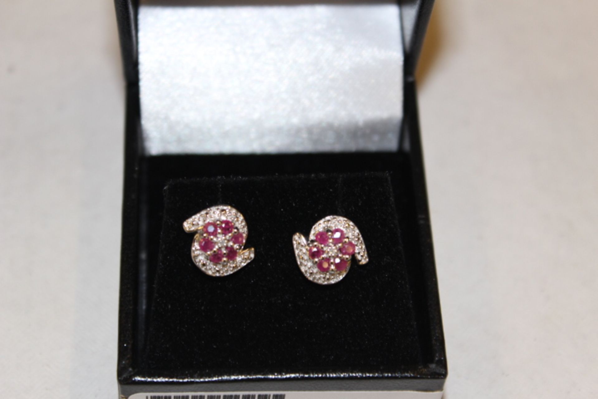 V Pair WM ((925) Ruby & Diamond Earrings