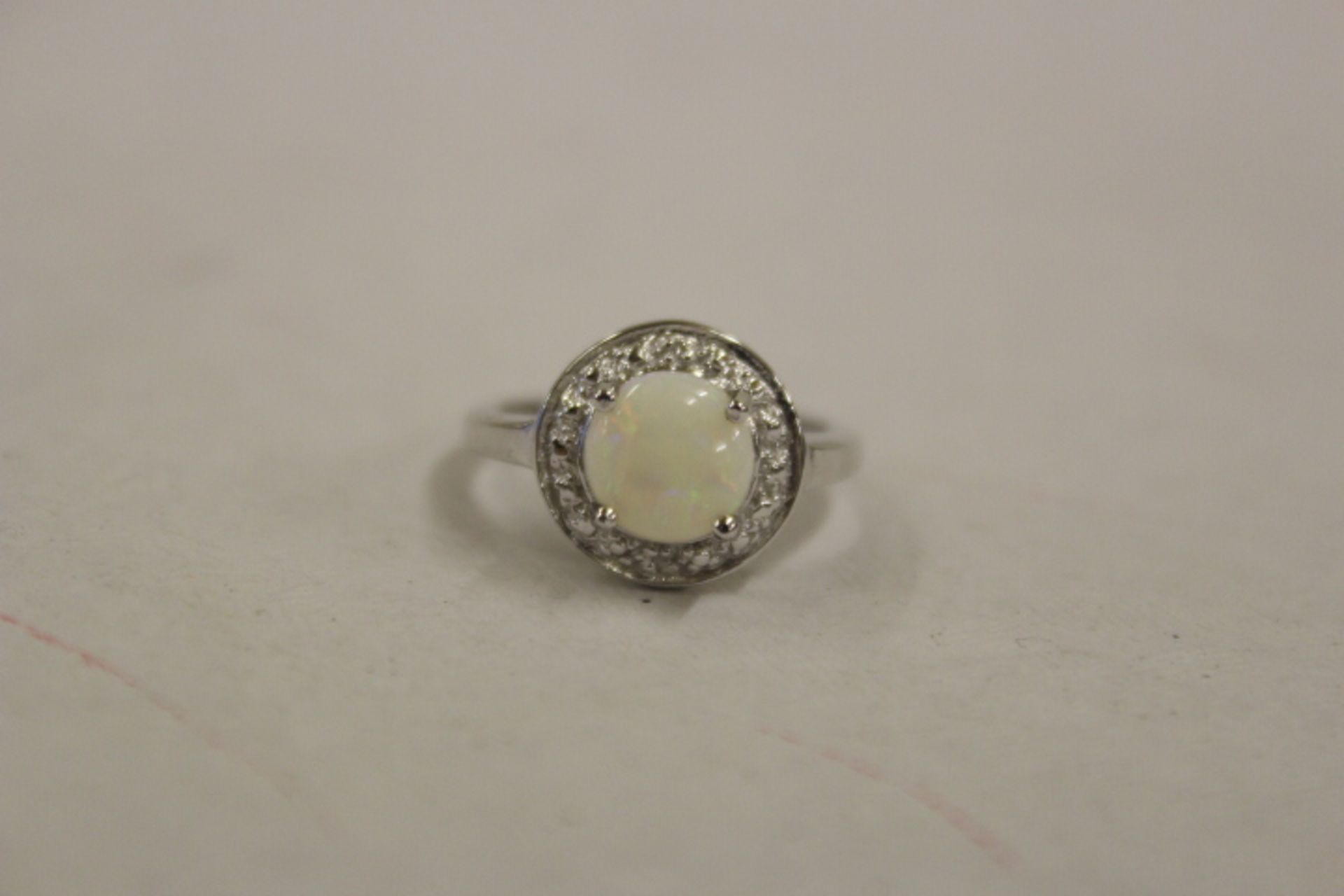 V WM (925) Opal & Diamond Ring