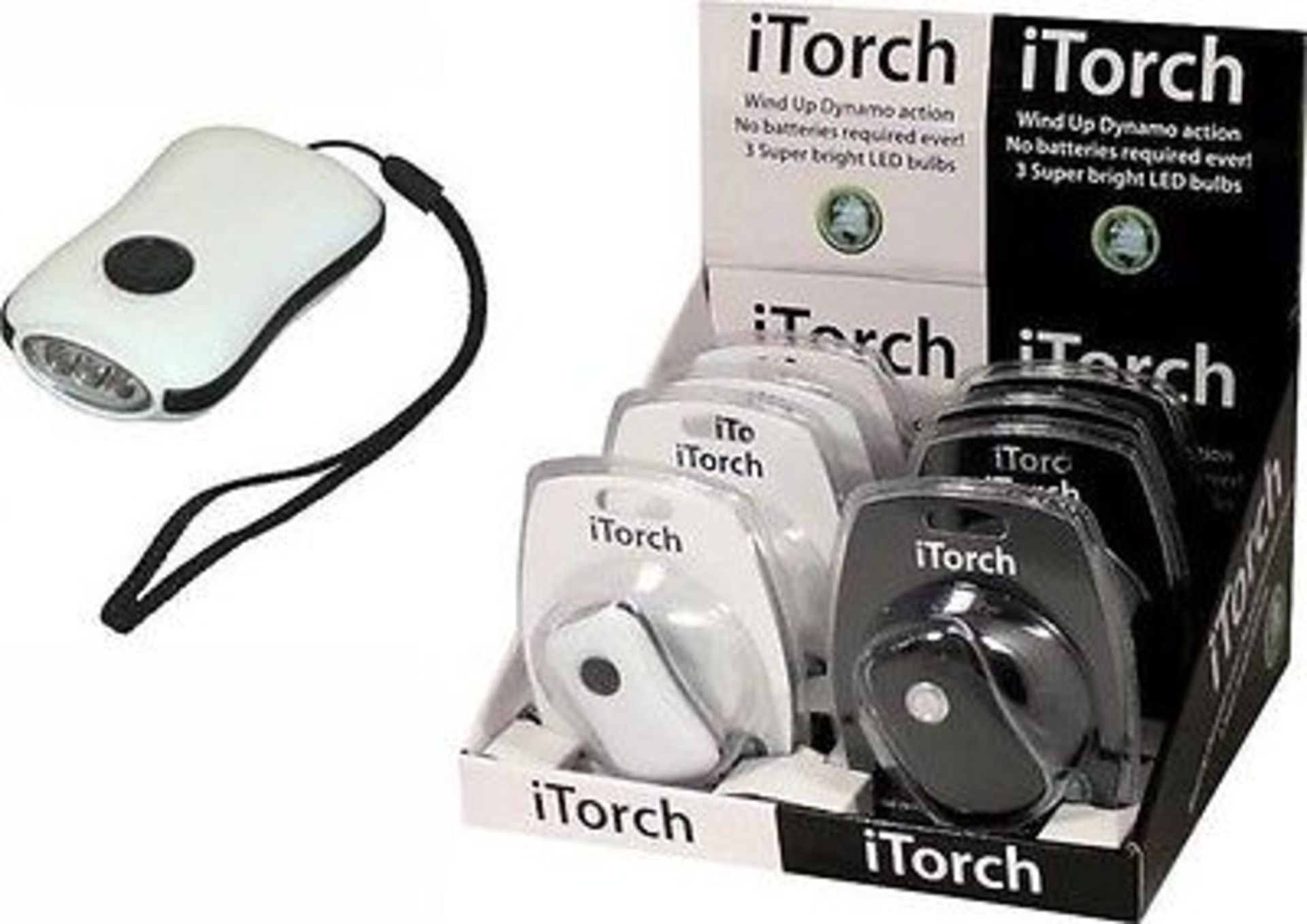 V iTorch wind up dynamo - no batteries required - 3 LED bulbs (colour may vary) X  2  Bid price to