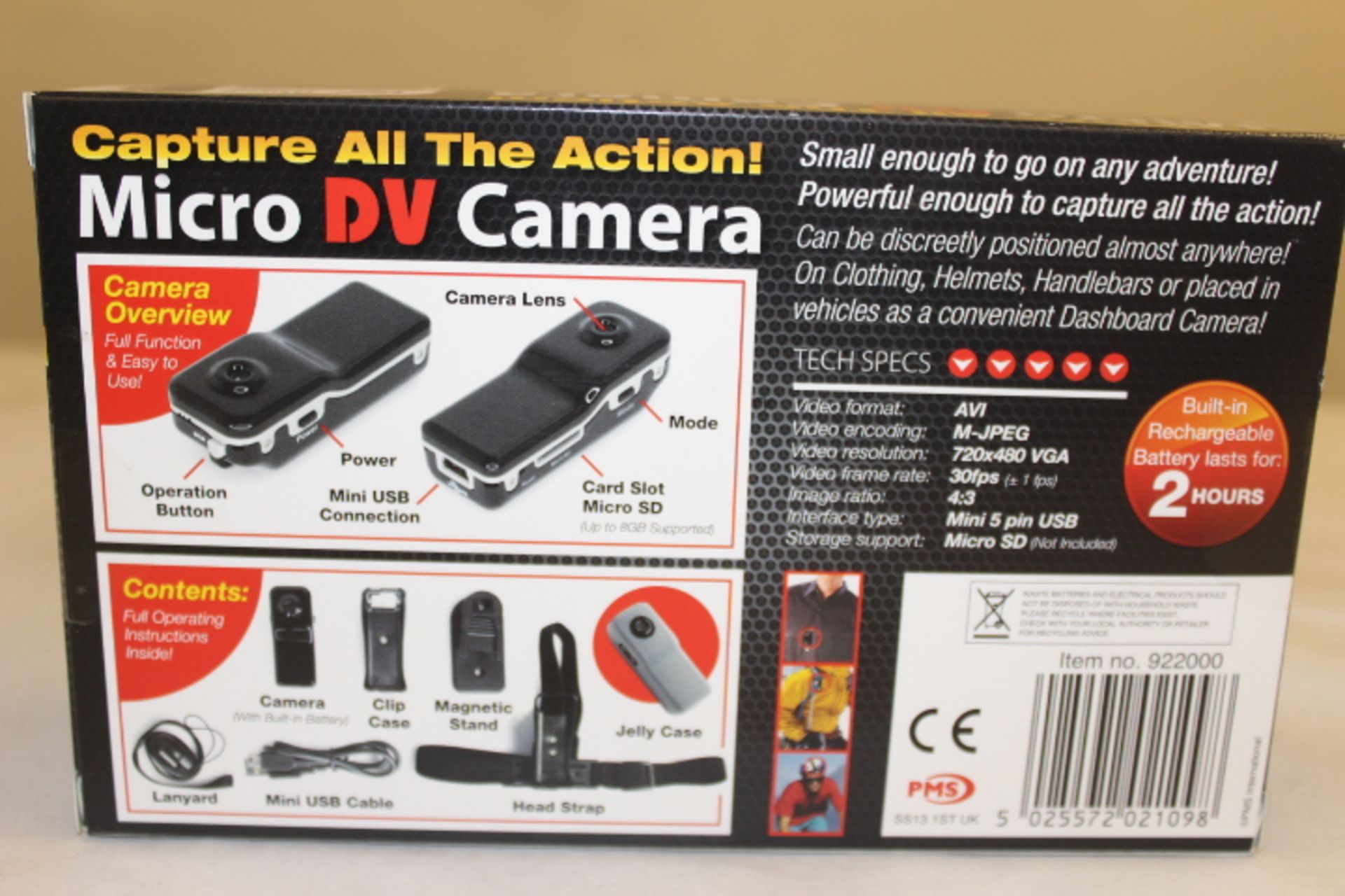 V Micro DV action camera with mountings etc RRP49.99 ` - Image 2 of 2