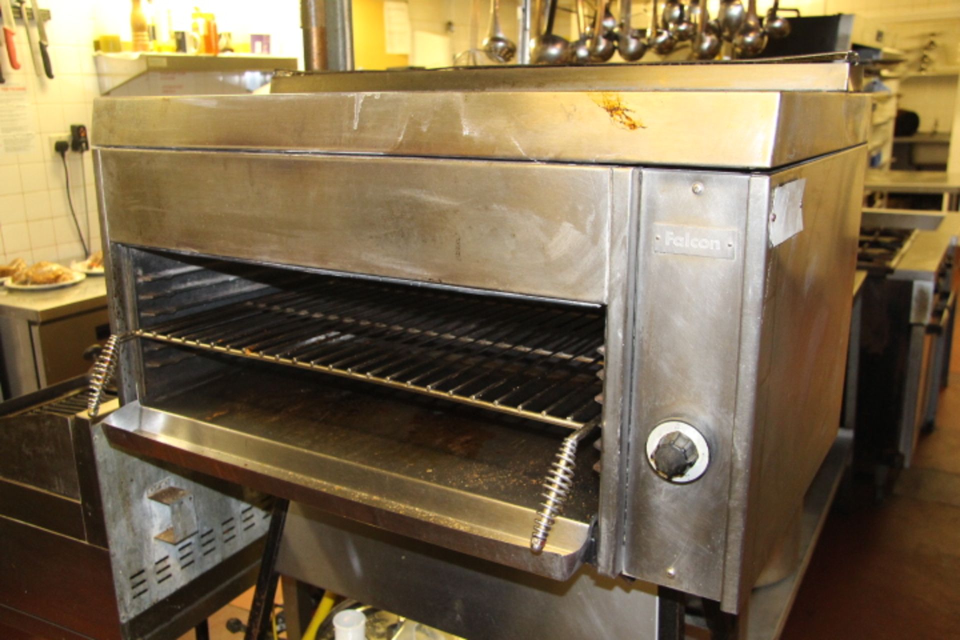 V Kitchen - Falcon Large Gas Stainless Steel Commercial Salamander Grill With Standing Shelf 35"wide