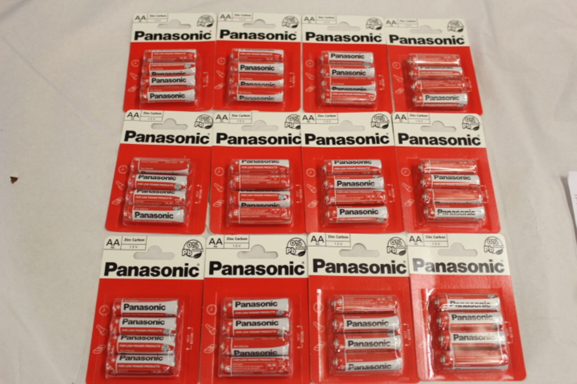 V Box Of 12 x Four Pack Panasonic AA Batteries X  5  Bid price to be multiplied by Five
