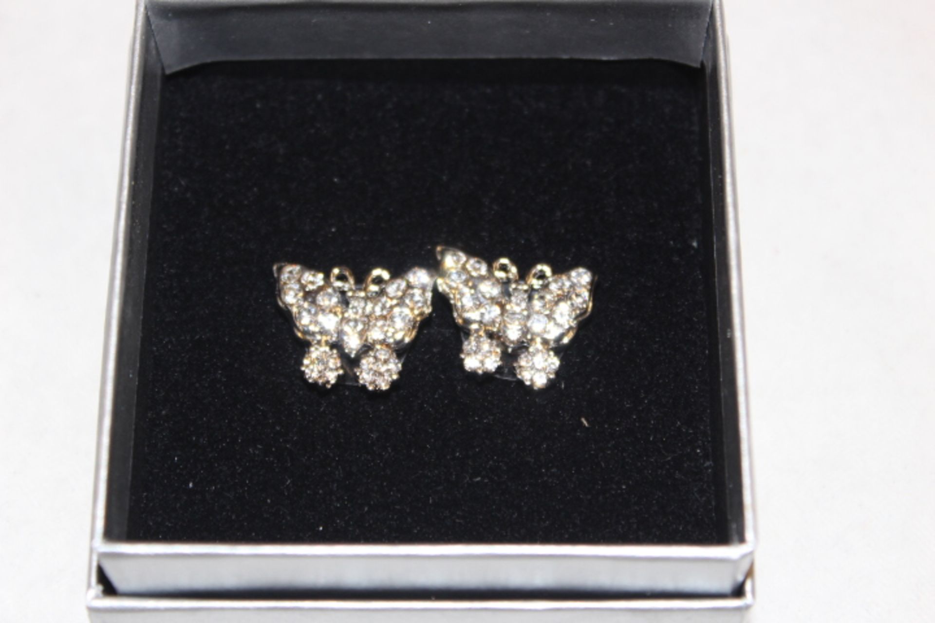 Pair WM White Stone Butterfly Earrings X  2  Bid price to be multiplied by Two