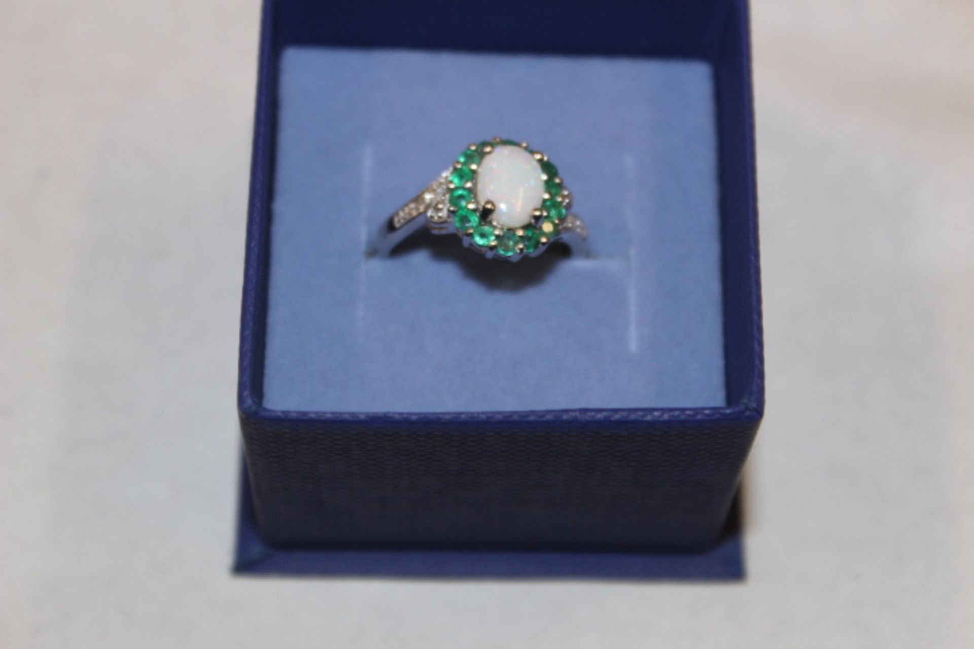 V WM (925) Emerald & Opal Ring
