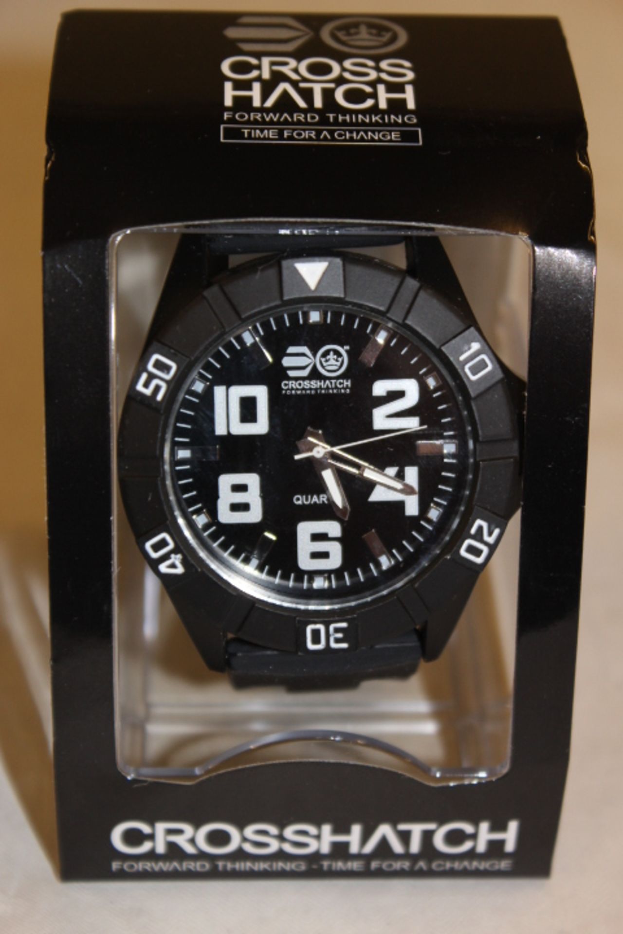 V Gents Black Cross Hatch Watch