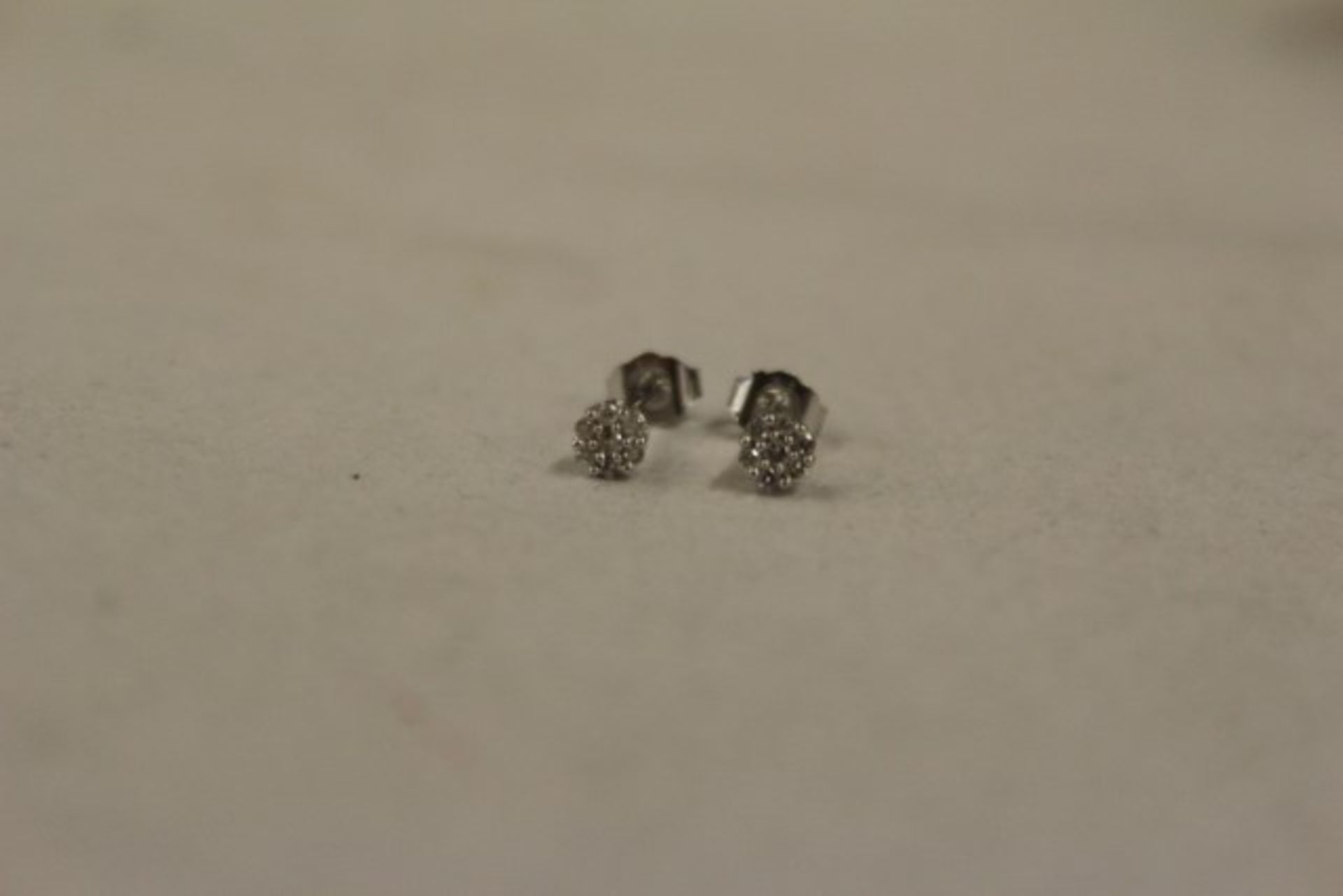 Pair Ladies White Gold Diamond Stud Earrings