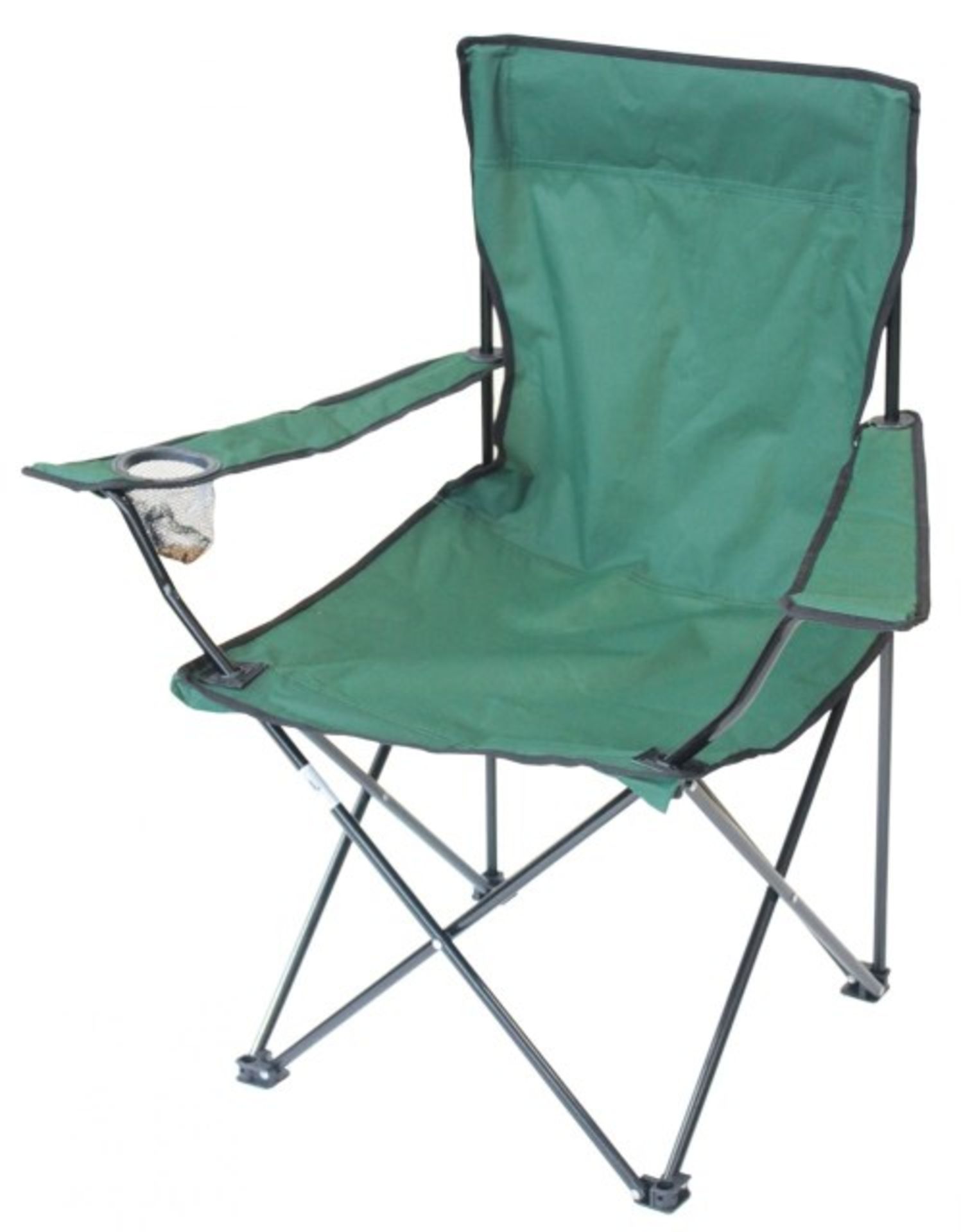 V Folding Camping Chair With Drink Holder In Armrest & Carry Bag - Sturdy Steel Frame (13x.06mm) 2.