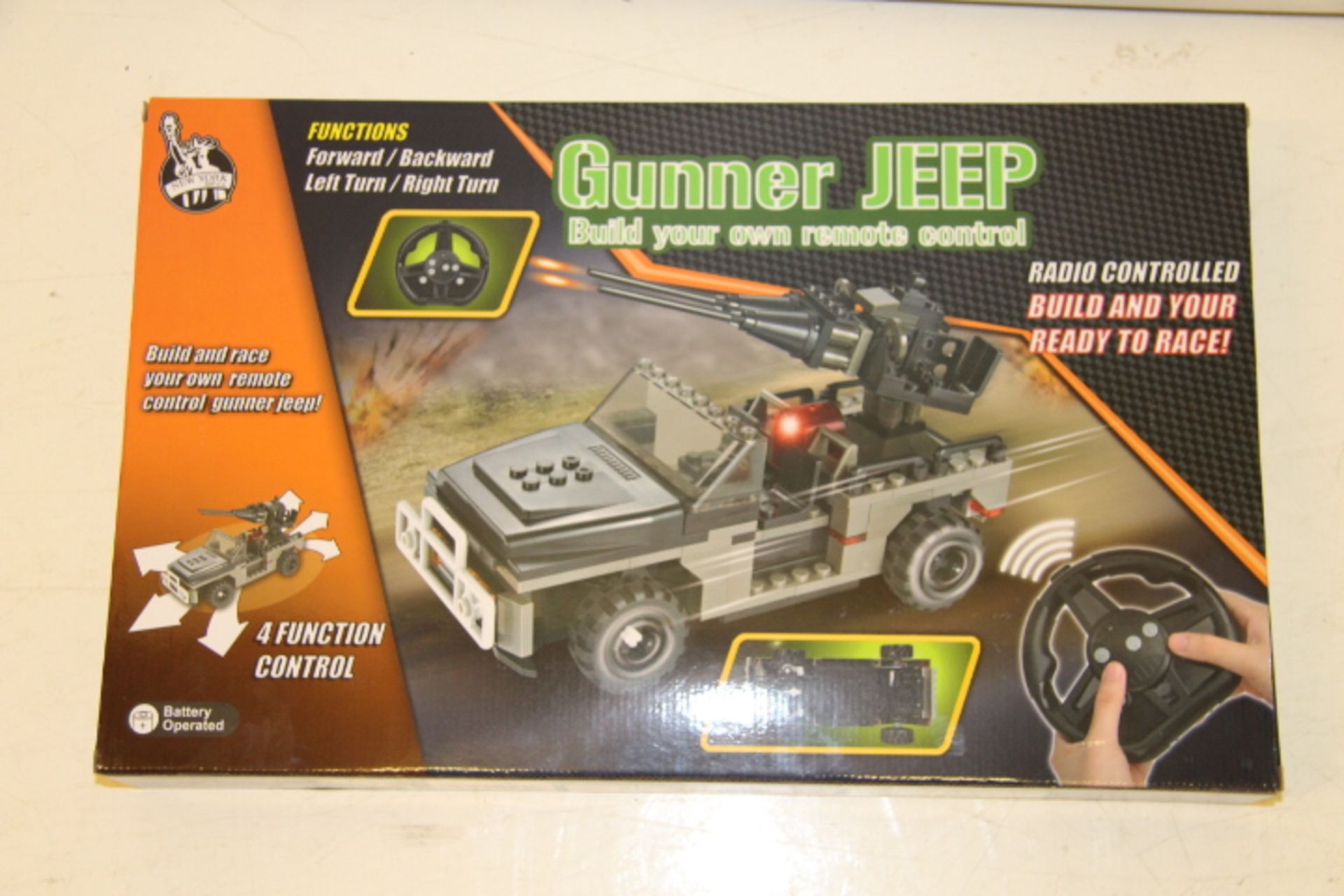 V Build it yourself radio controlled Gunner Jeep lego compatible