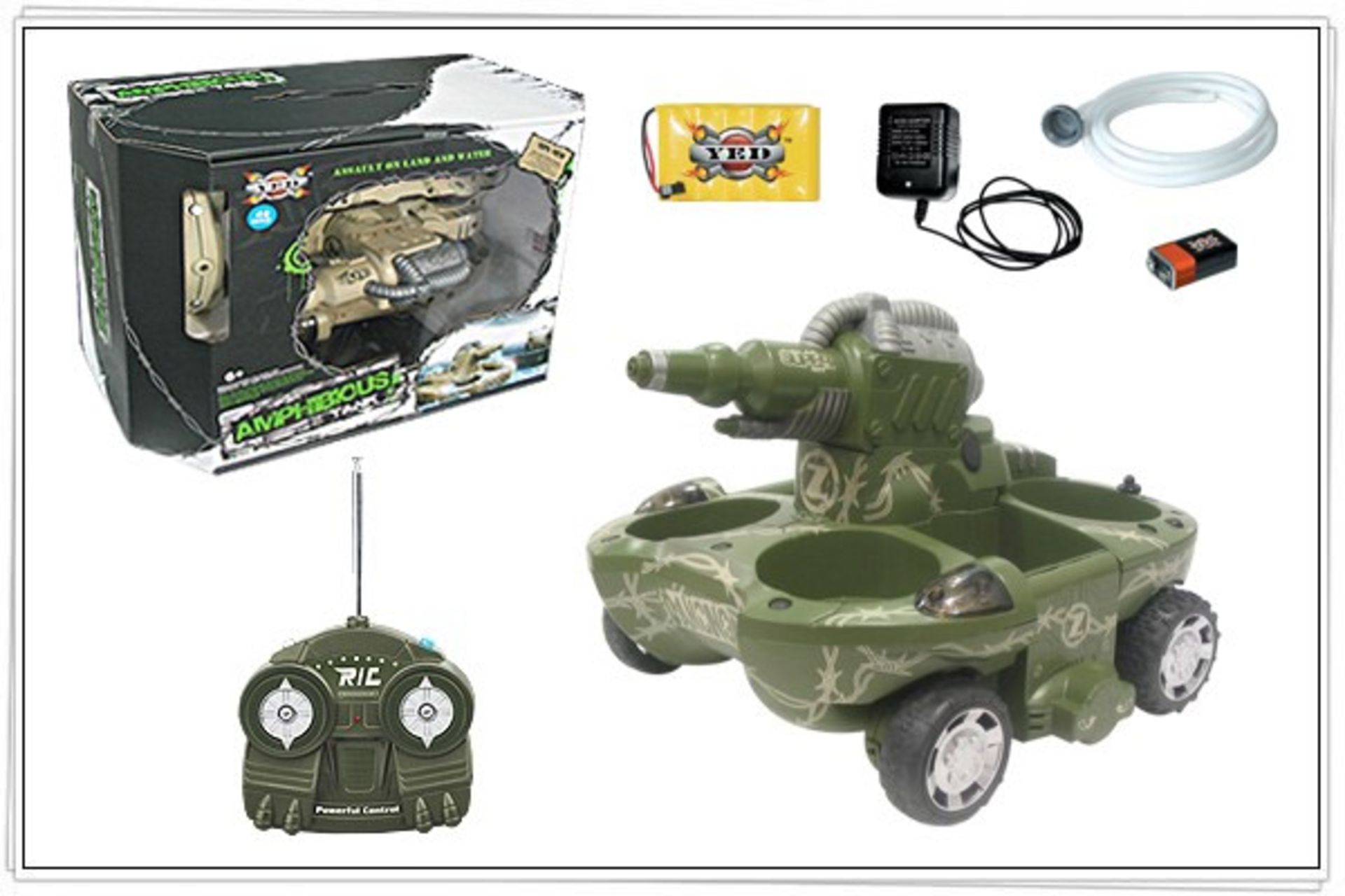 V R/C Amphibious Super Tank with Water Firing Cannon works on land & water RRP74.99