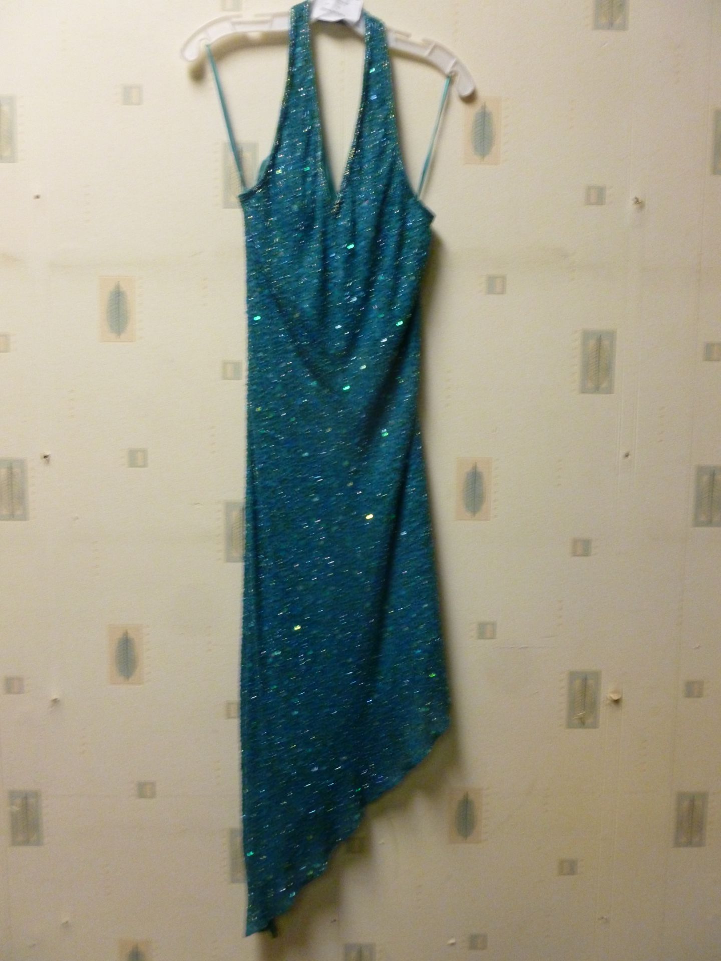 Scala Aqua Blue Sequin Evening Dress Size Large RRP £125