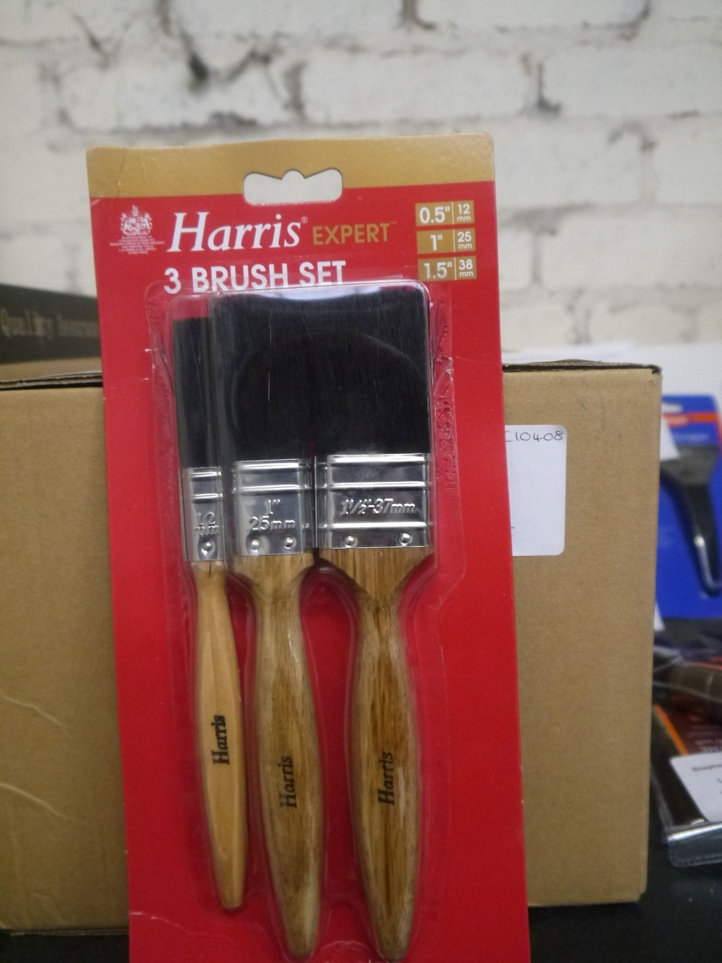 Set of 3 Harris Expert wooden handle paint brushes, new in packaging
