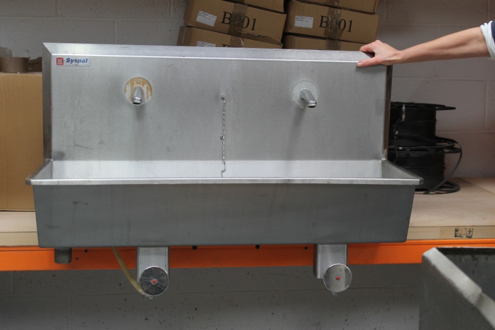 Syspal Food Production Hand Wash Sink -- 2 Taps - Knee Operated