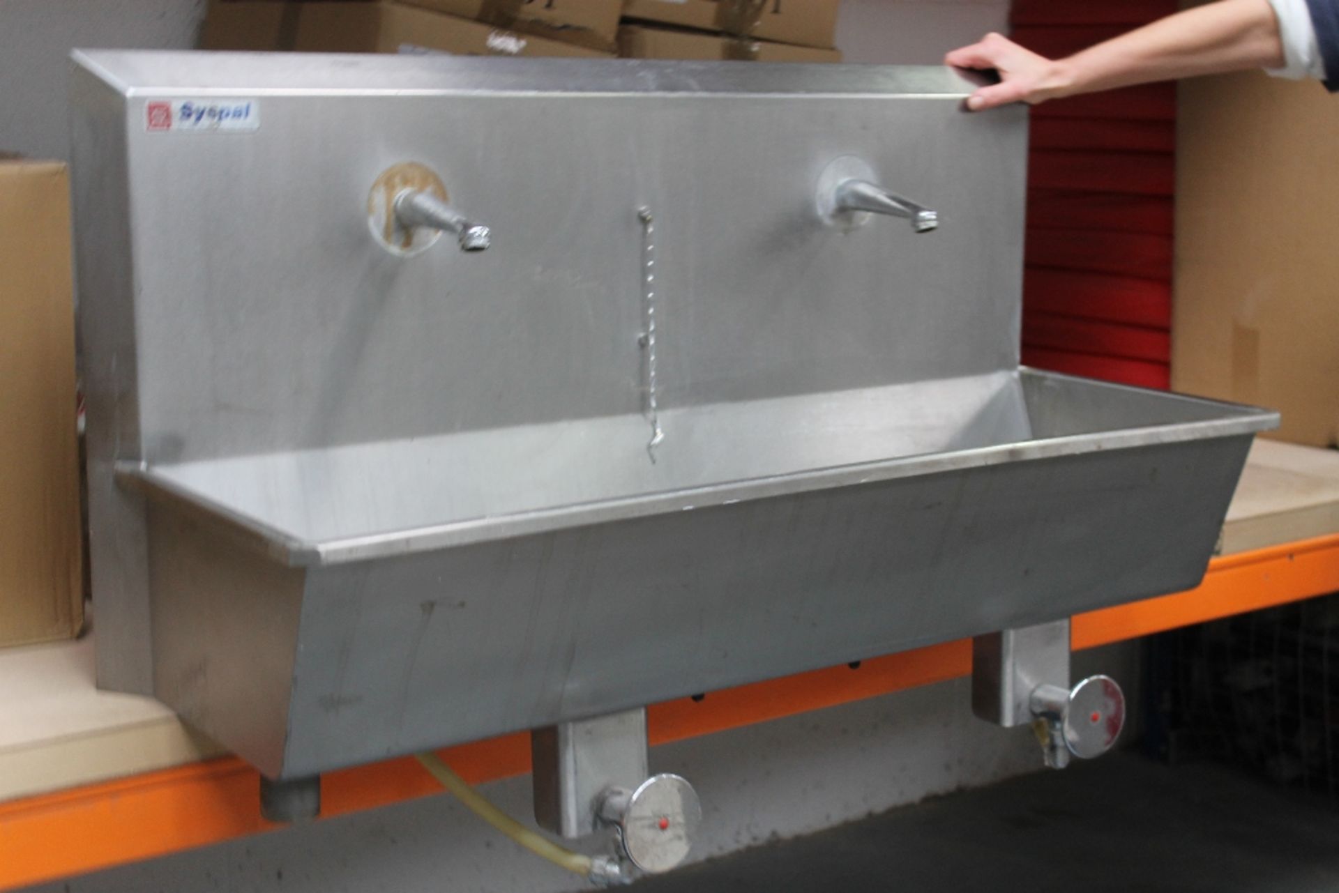 Syspal Food Production Hand Wash Sink -- 2 Taps - Knee Operated - Image 2 of 2