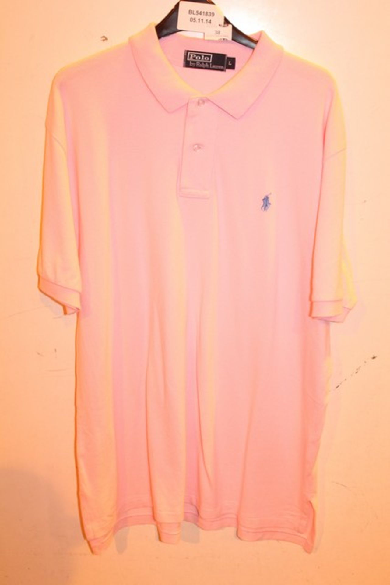 1 x POLO RALPH LAUREN CANDY PINK SIZE LARGE POLO NECK TSHIRT (541839)  *PLEASE NOTE THAT THE BID