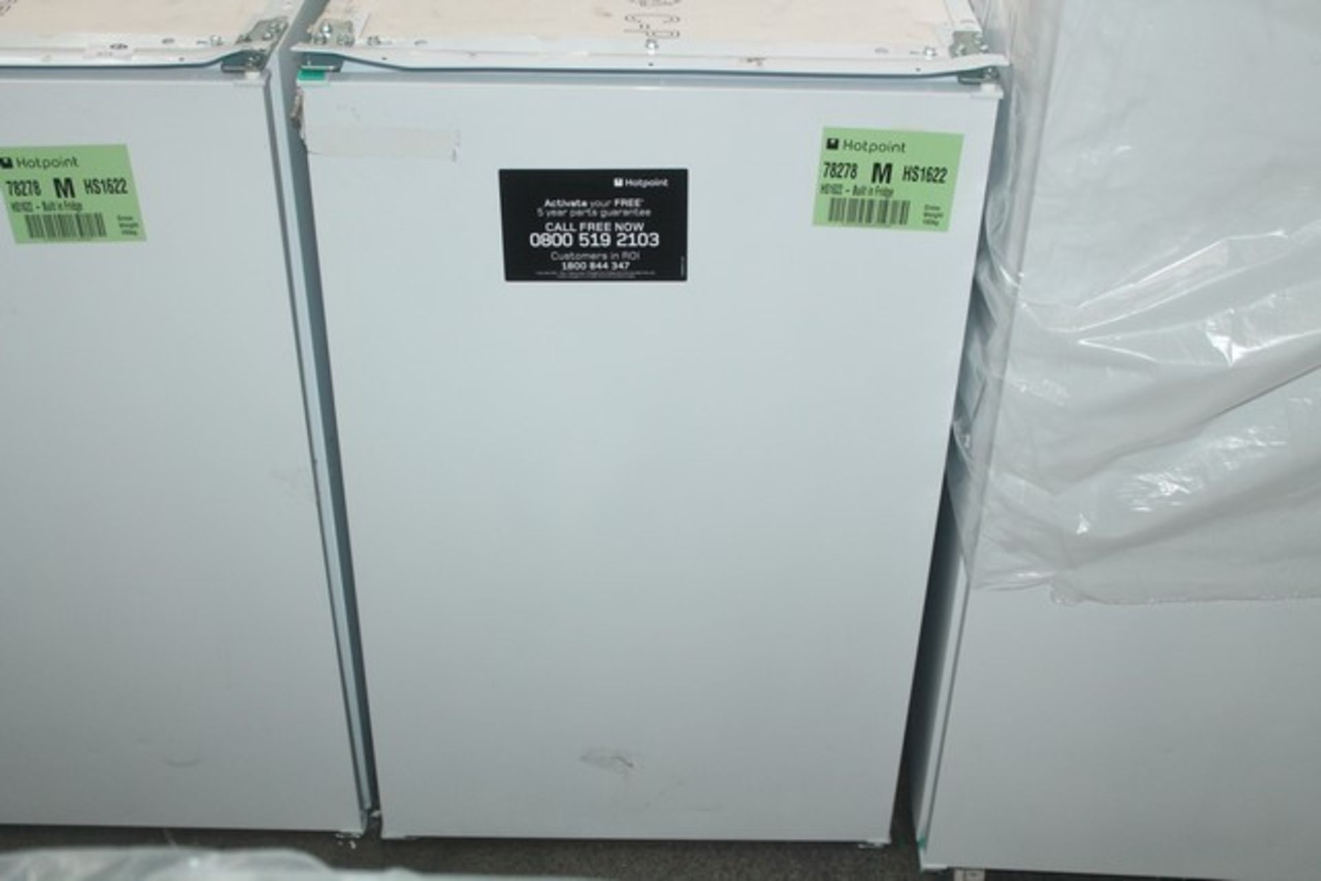 HOTPOINT HS1622 BUILT IN FRIDGE  WITH 12 MONTHS MANUFACTURERS LABOUR WARRANTY AND A 5 YEARS PARTS