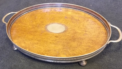 Silver plated & mahogany tray, 51.5cm x 37cm - Image 2 of 2