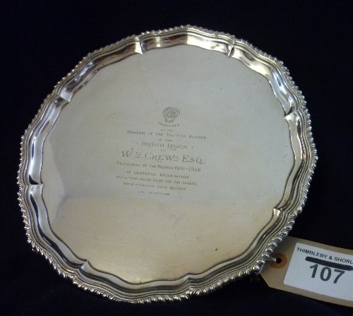 Silver salver, London 1935, 23ozs