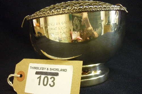 Silver rose bowl, Sheffield 1910, 14ozs