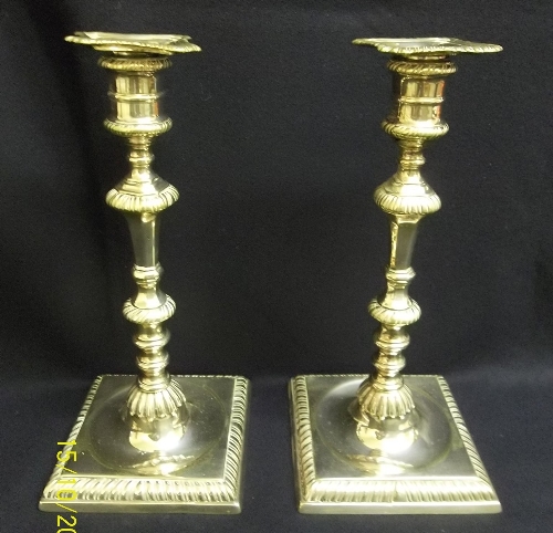 Silver plated candlesticks, 25cms