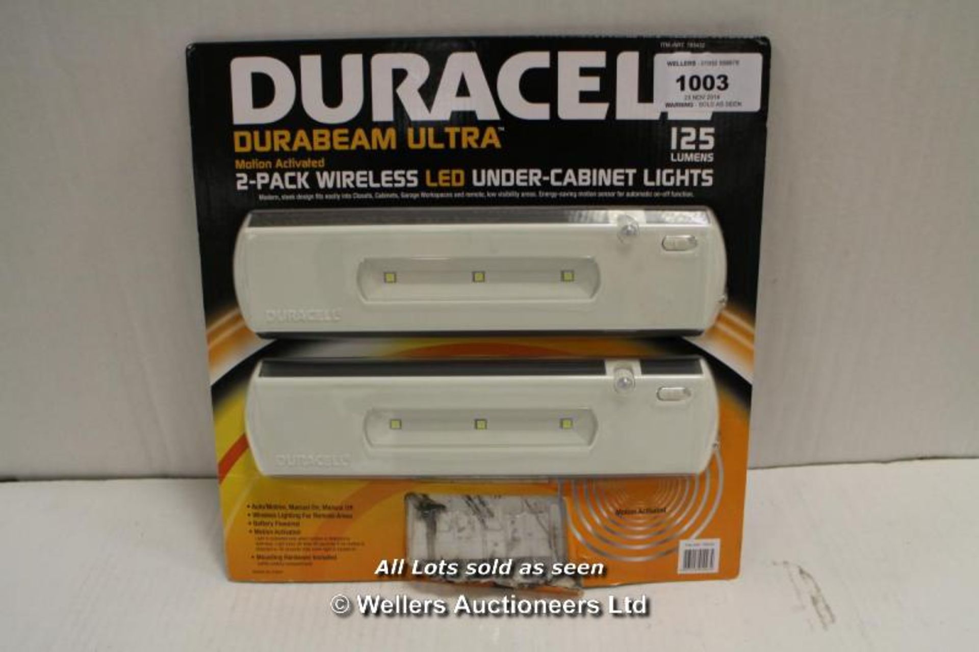 *1 PACK OF DURACELL WIRELESS UNDER-CABINET LIGHTS.