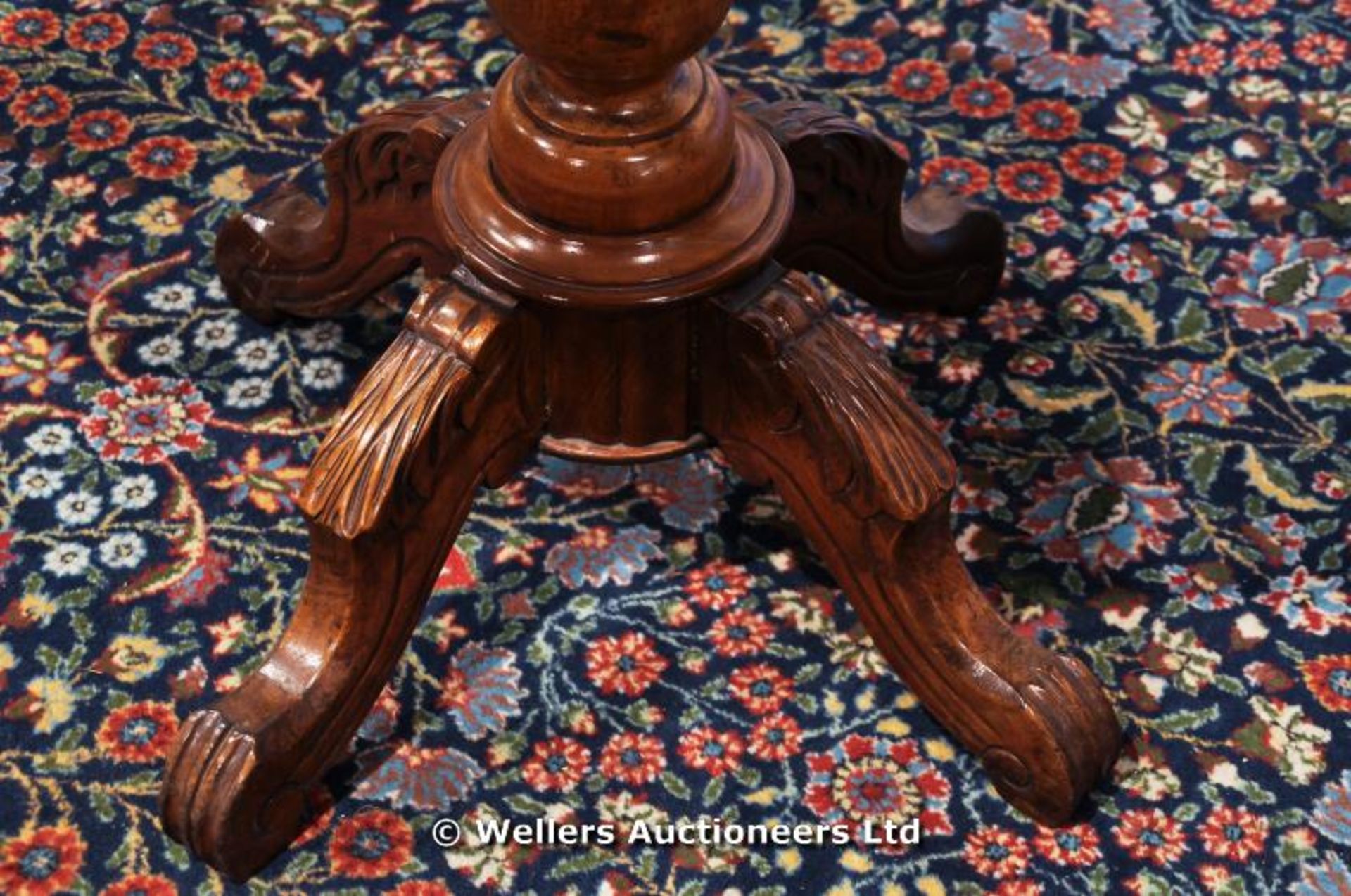 Mahogany tilt top table with a four legged turned centre support, C1850 - Image 3 of 6