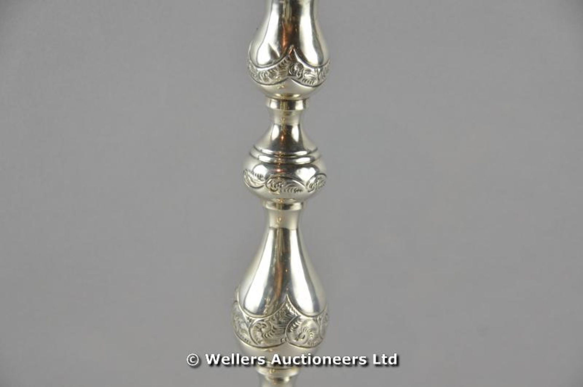 *A pair of silver candlesticks, London 1926, 32 cms high, 510 gms (Lot subject to VAT) - Image 4 of 4