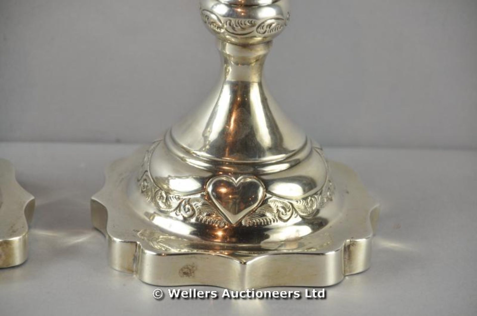 *A pair of silver candlesticks, London 1926, 32 cms high, 510 gms (Lot subject to VAT) - Image 2 of 4