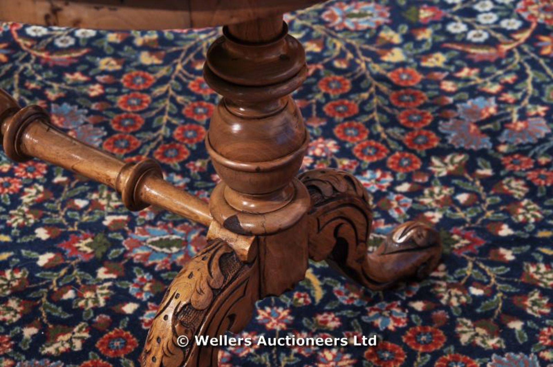 An oval coffee table on ornate H frame support, C1850 - Image 2 of 4