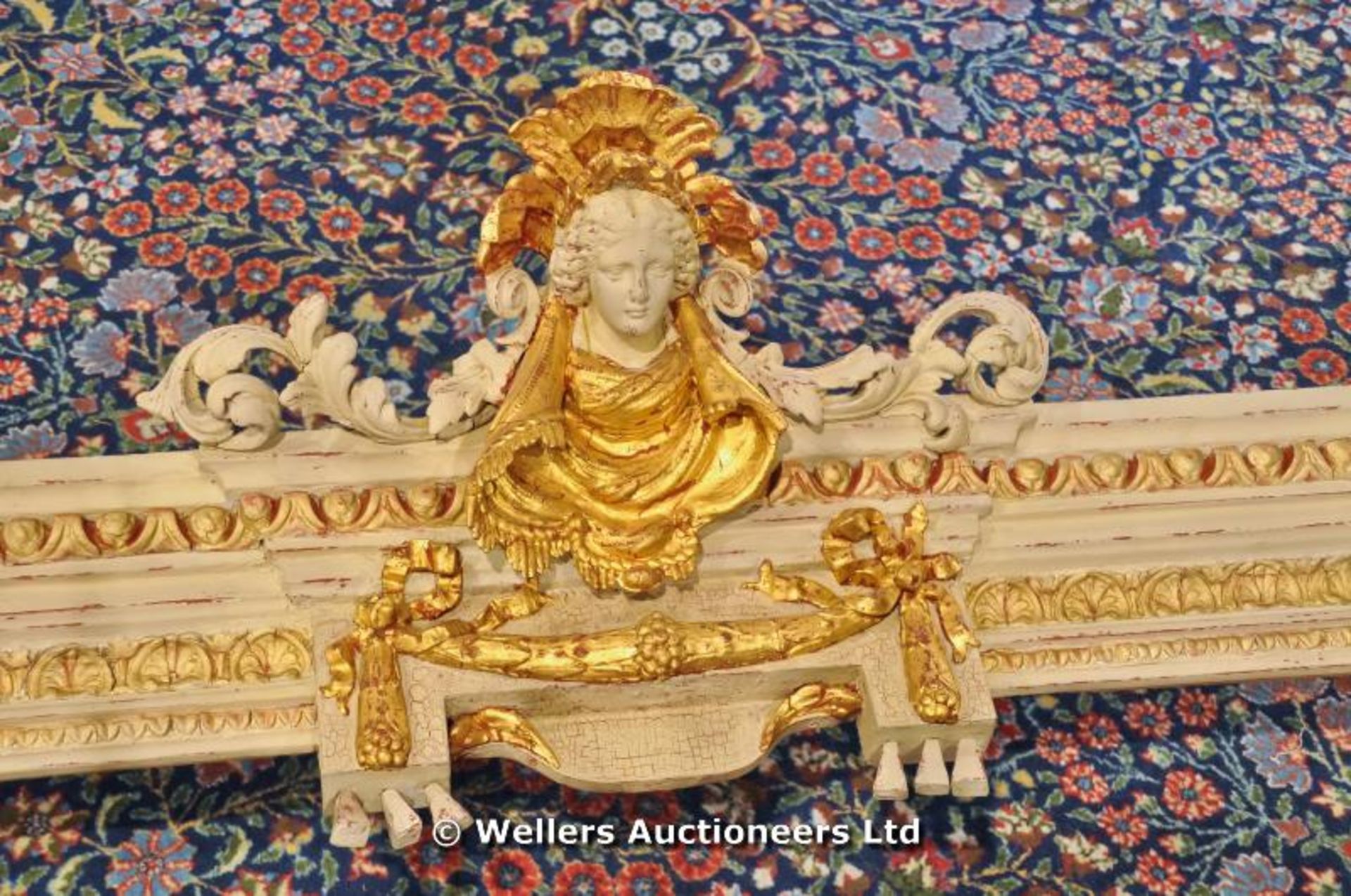 An ornate gilded over door / window pelmet, ornate swag detail to centre (of wood construction), 182 - Image 2 of 3