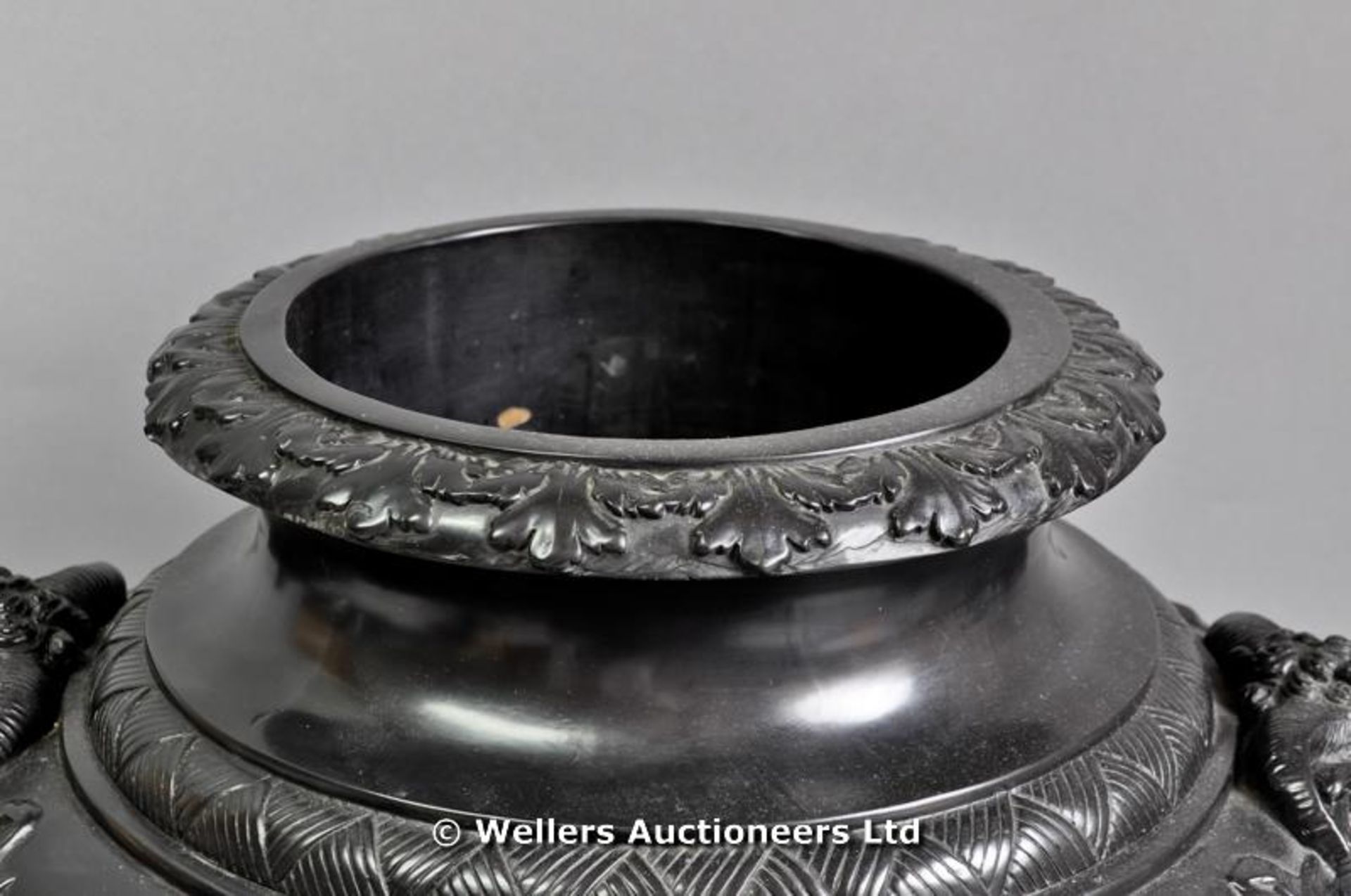 A bronze pedestal planter with rams had detail with swags - Image 3 of 4