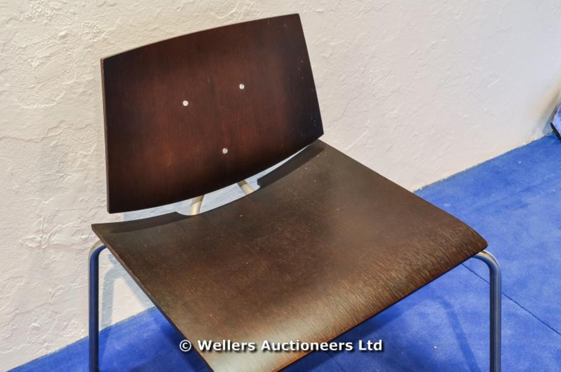 A `La Palma` Italian designer chair with metal frame and formed wooden seat and back - Image 2 of 2