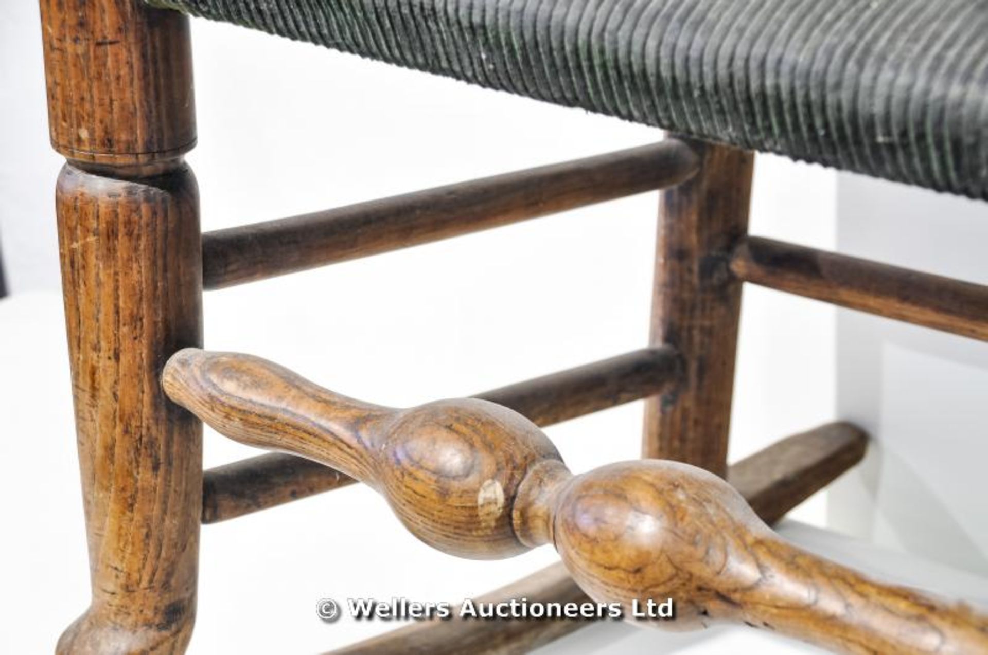 An oak rocking ladderback kitchen chair, C1800 - Image 3 of 4