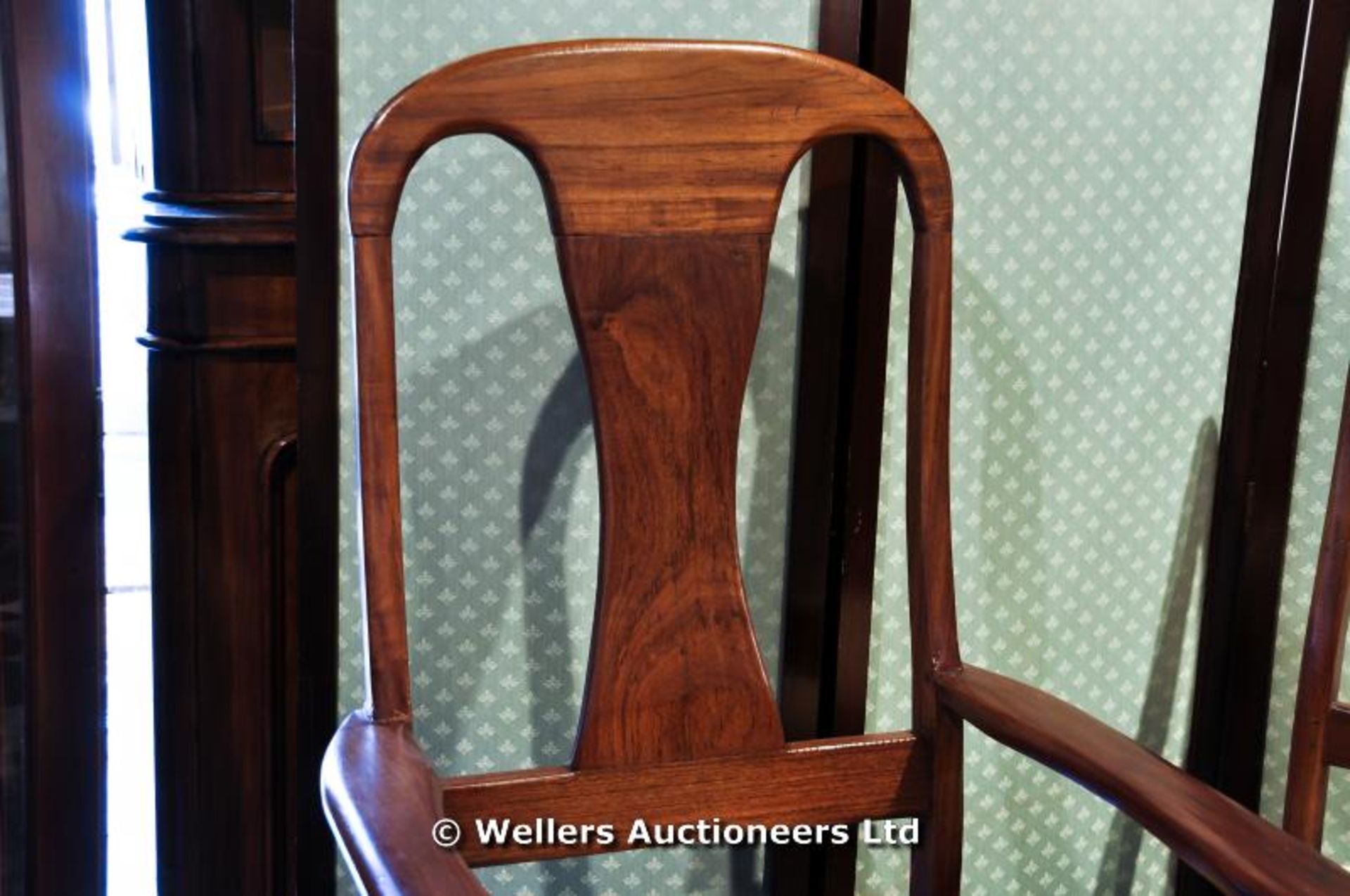 A set of Ten African Teak dining chairs including two carvers - Image 3 of 5