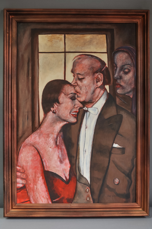 Chris Gollom, painting on board, portrait of a couple, c1995