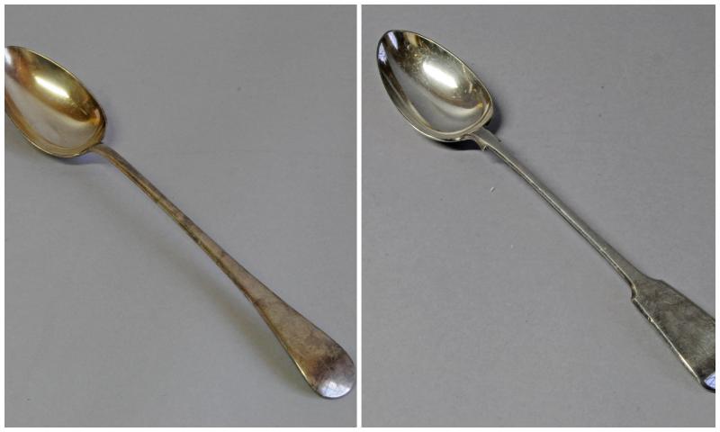 Two silver plated serving spoons