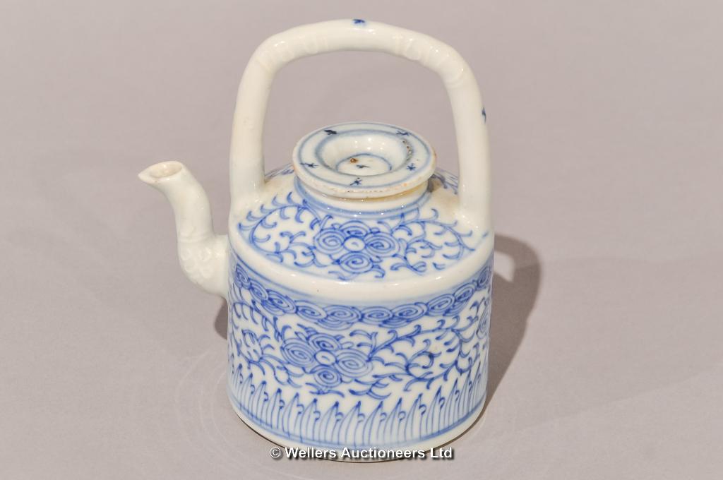 19th Century small Chinese blue/white teapot