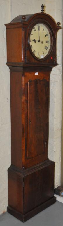 A mahogany longcase clock with circular enamel dial, 197cm high