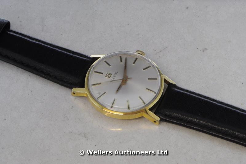 Gentlemen`s Tissot wristwatch on a black leather strap