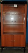 1 x Cherry 2 Door Lit Glass Display Cabinet – Comes with a Storage Compartment underneath with 2