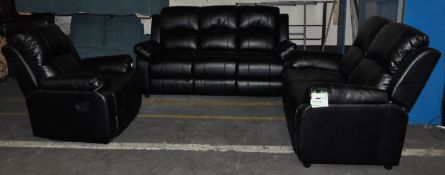 1 x 3 Seater + 2 Seater Black Modern Sofa with Matching Reclining Chair – Ex Display – 3 Seater