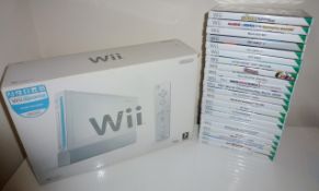 1 x Nintendo Wii Games Console - Boxed With Controller and Leads - Includes 21 Games Including Mario