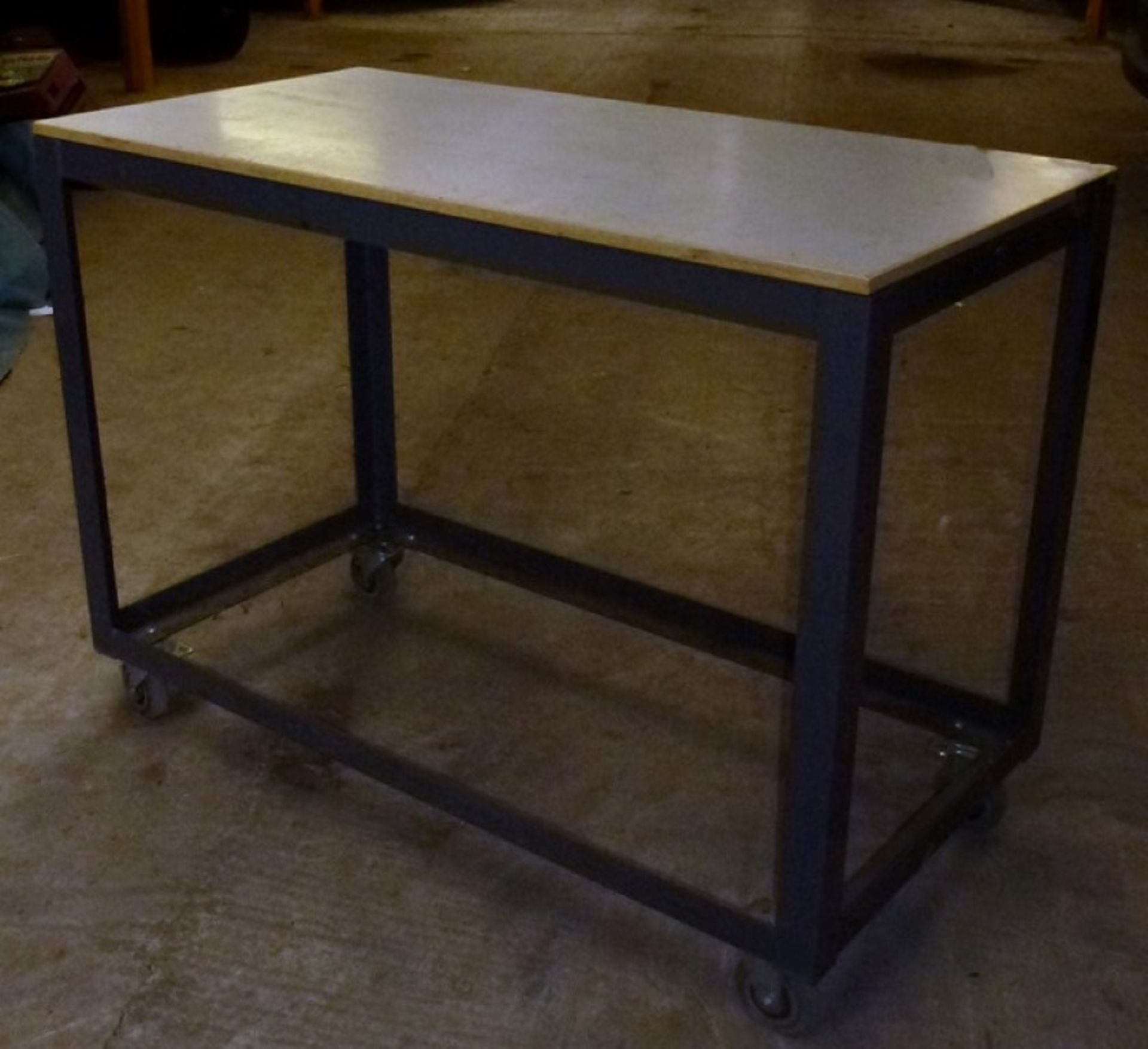 1 x Mobile Work Table - Large Size With Undershelf Bay and Heavy Duty Castor Wheels - Strong Build