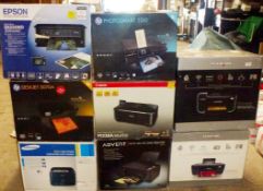 8 x Various Printers - Models Include Epson Stylus SX535WD, HP Deskjet 3070A, HP Photosmart 5510,