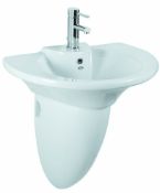 4 x Vogue Tarifa 1th 630mm Wall Hung Bathroom Sink Basins with Semi Pedestals - Brand New and